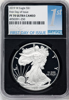 2019-W S$1 Silver Eagle First Strike NGC PF70