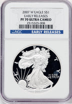 2007-W S$1 Silver Eagle First Strike NGC PF70