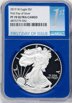 2019-W S$1 Silver Eagle First Day of Issue NGC PF70