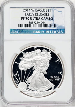 2014-W S$1 Silver Eagle First Strike NGC PF70
