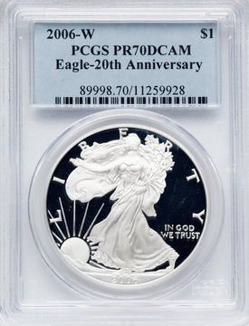 2006-W S$1 Silver Eagle 20th Anniversary PCGS PR70