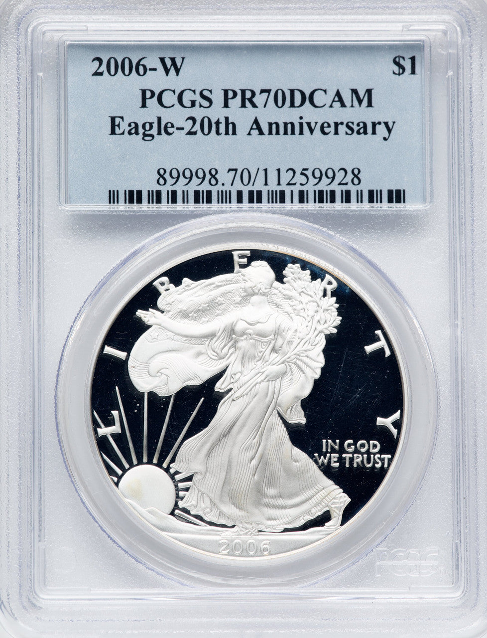 2006-W S$1 Silver Eagle 20th Anniversary PCGS PR70