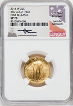2016-W 25C Standing Liberty Quarter-Ounce Gold 100th Anniversary First Strike NGC MS70