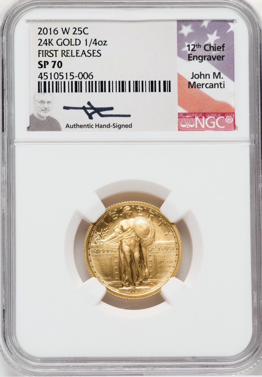 2016-W 25C Standing Liberty Quarter-Ounce Gold 100th Anniversary First Strike NGC MS70
