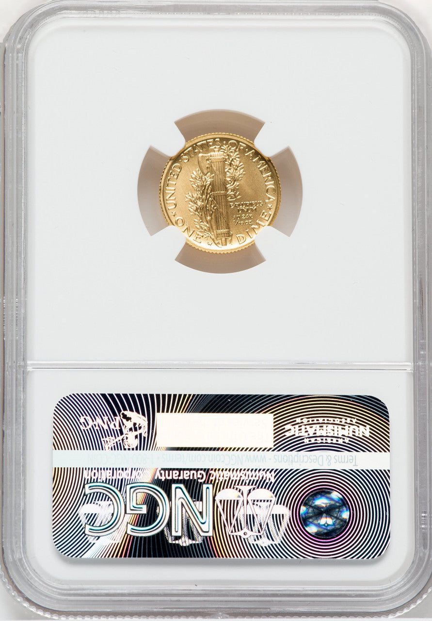 2016-W 10C Mercury Dime Gold 100th Anniversary First Strike SP NGC MS70