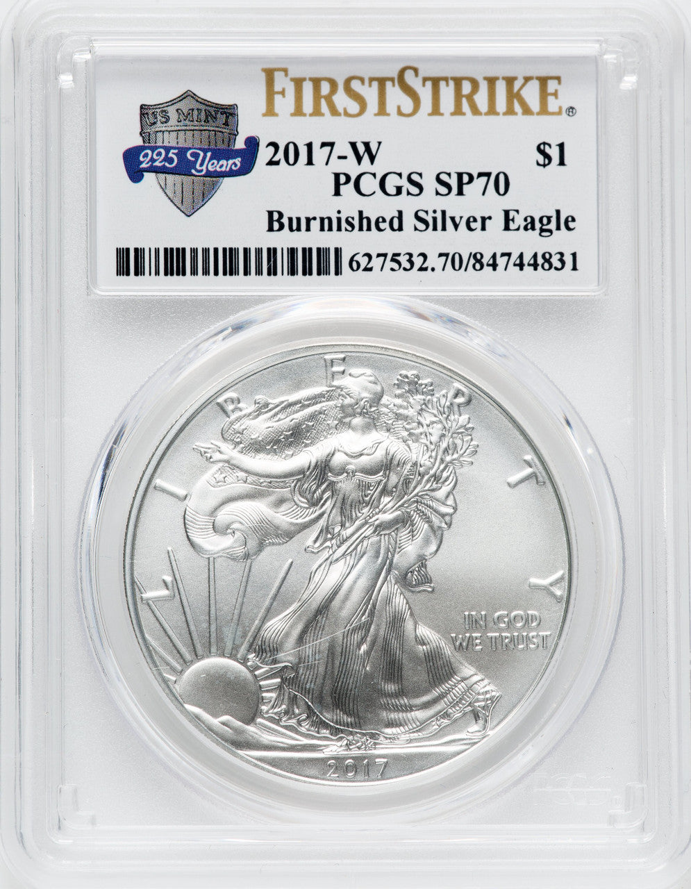2017-W S$1 Silver Eagle Burnished First Strike PCGS SP70