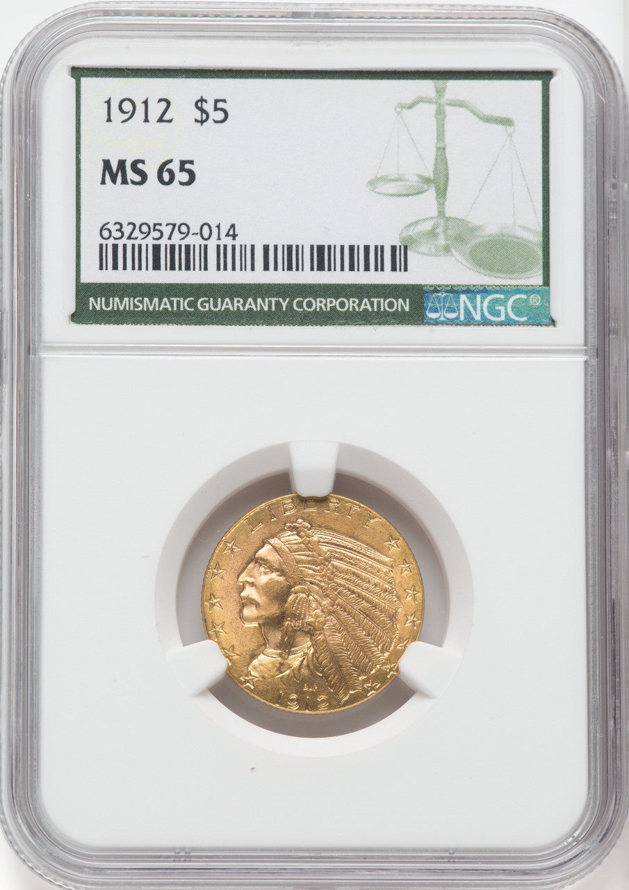 1912 $5 Indian Half Eagle NGC MS65