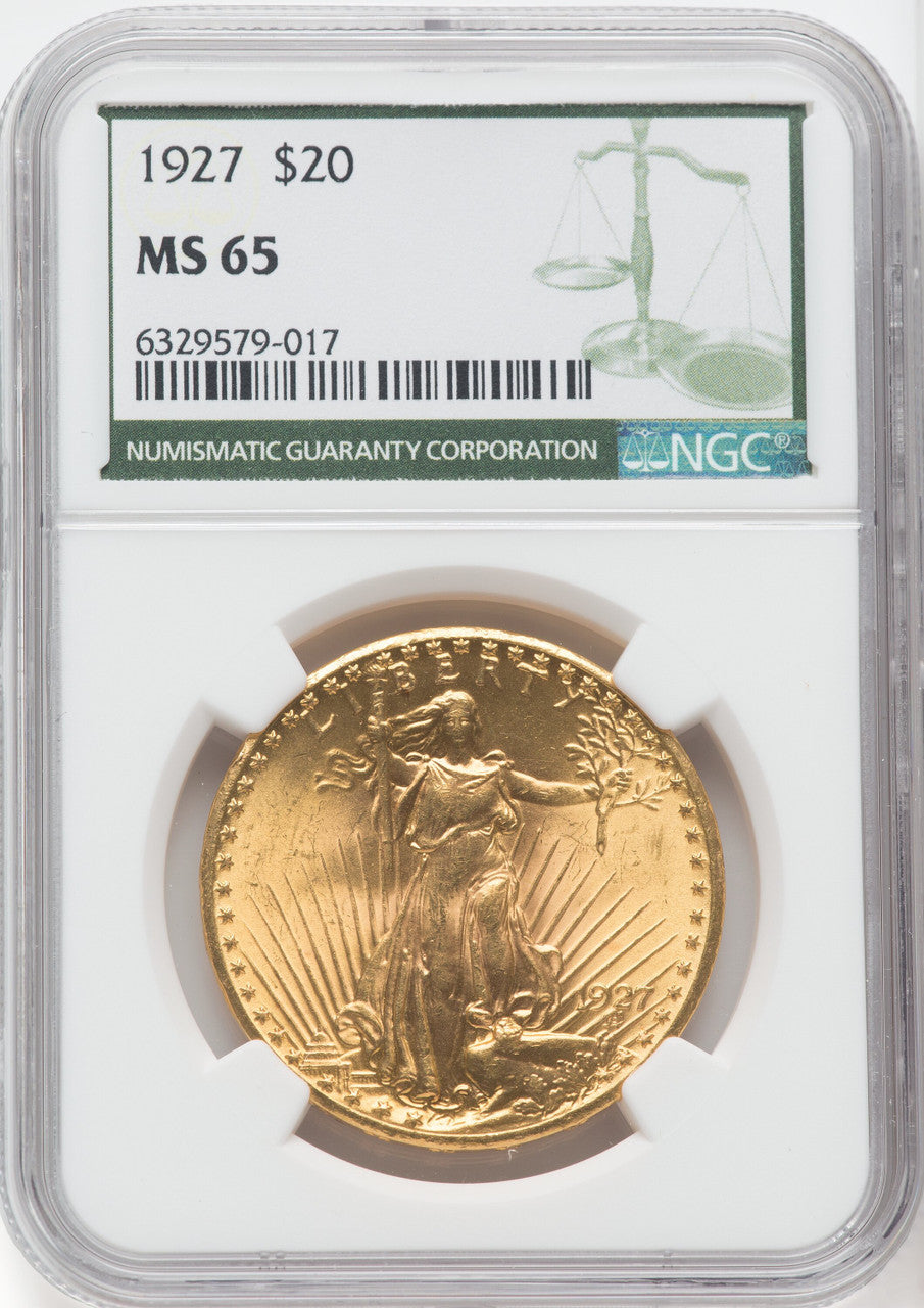 1927 $20 Green Label Saint-Gaudens Double Eagle NGC MS65