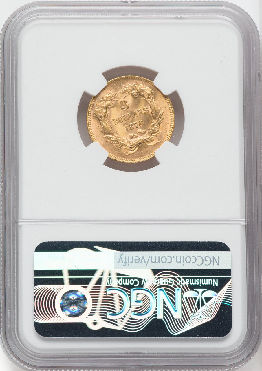 1878 $3 Green Label Three Dollar Gold Pieces NGC MS65