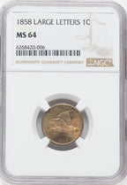 1858 1C Large Letters Flying Eagle Cent NGC MS64