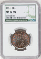 1851 1C BN Large Cent NGC MS67