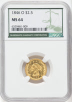 1846-O $2.50 Liberty Quarter Eagle NGC MS64