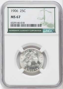 1906 25C Barber Quarter NGC MS67