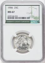 1906 25C Barber Quarter NGC MS67
