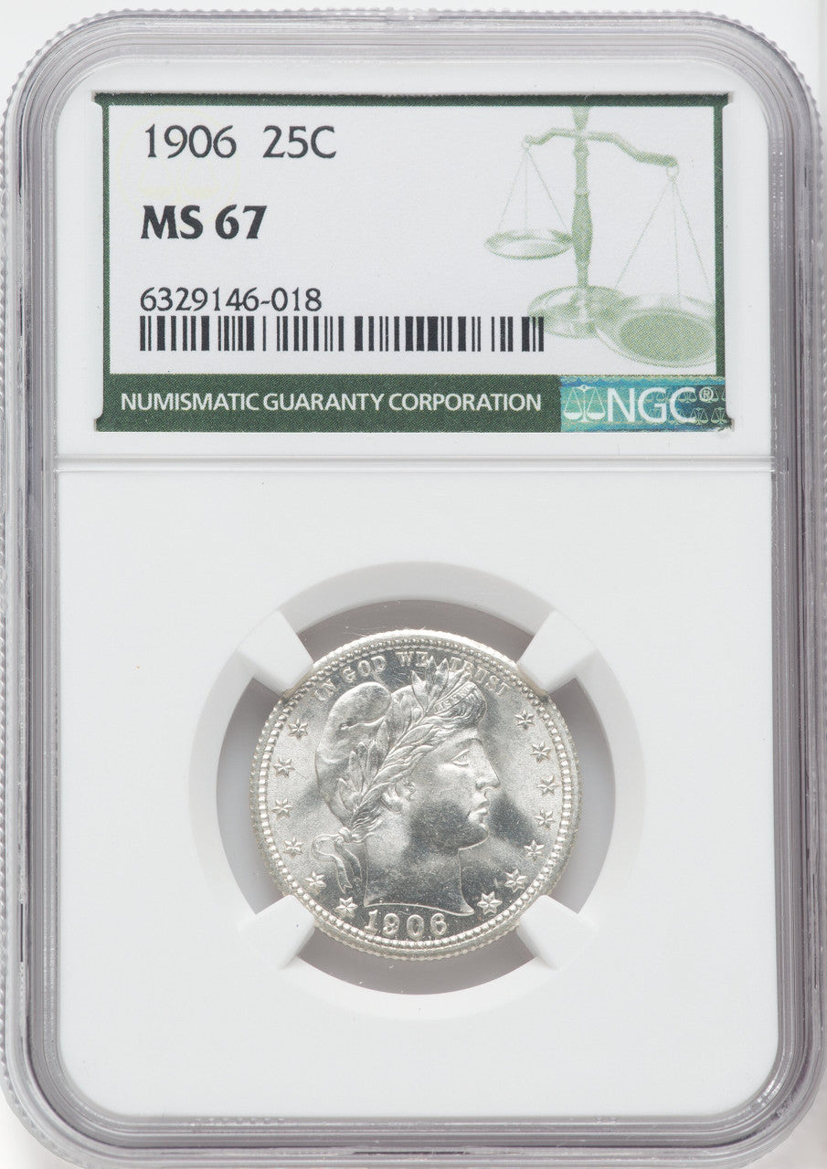 1906 25C Barber Quarter NGC MS67