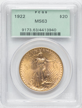 1922 $20 Saint-Gaudens Double Eagle PCGS MS63