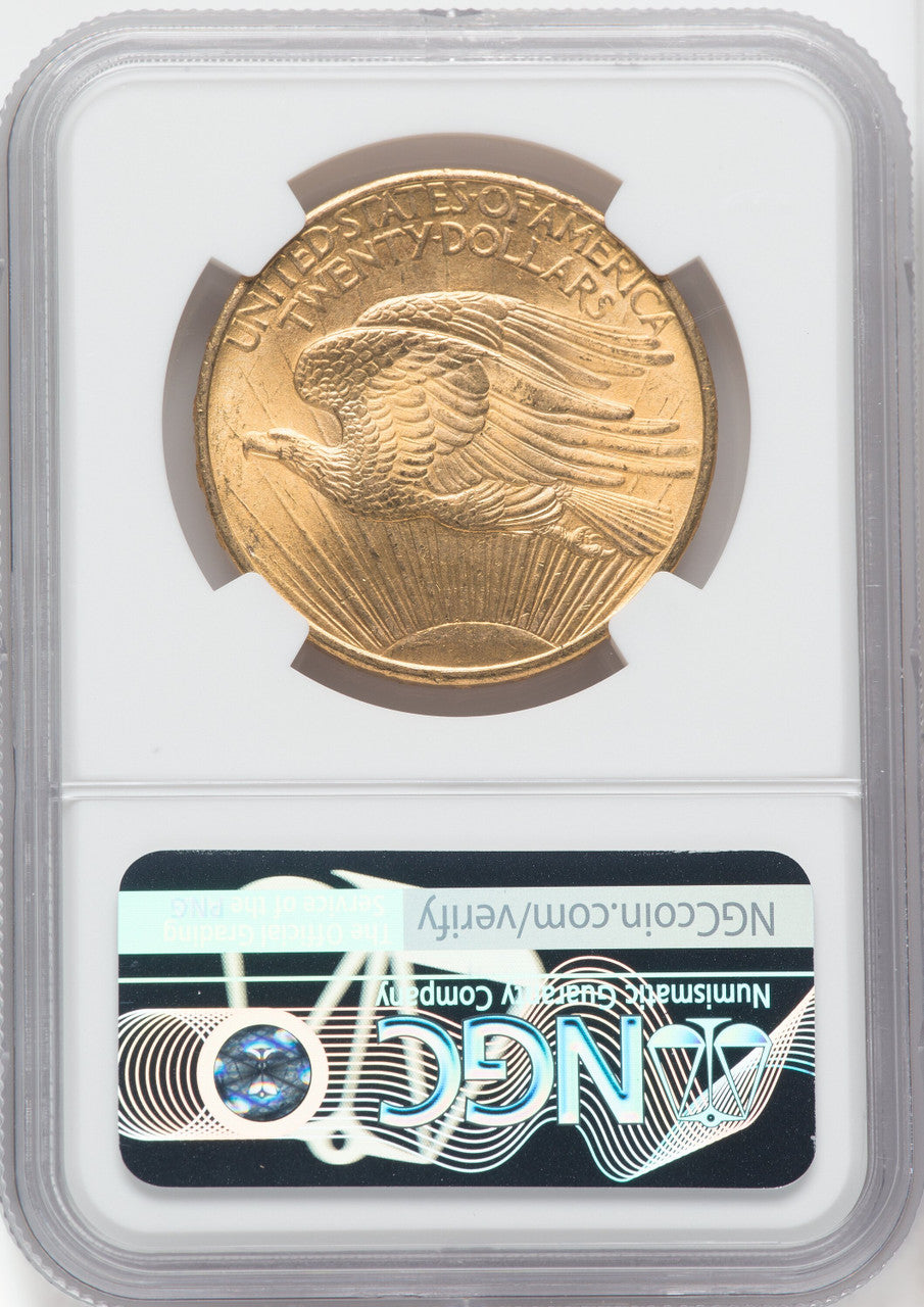 1908 $20 NO MOTTO NGC Plus Saint-Gaudens Double Eagle NGC MS65+