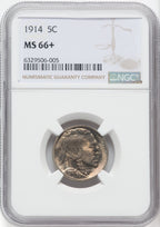 1914 5C NGC Plus Buffalo Nickel NGC MS66+