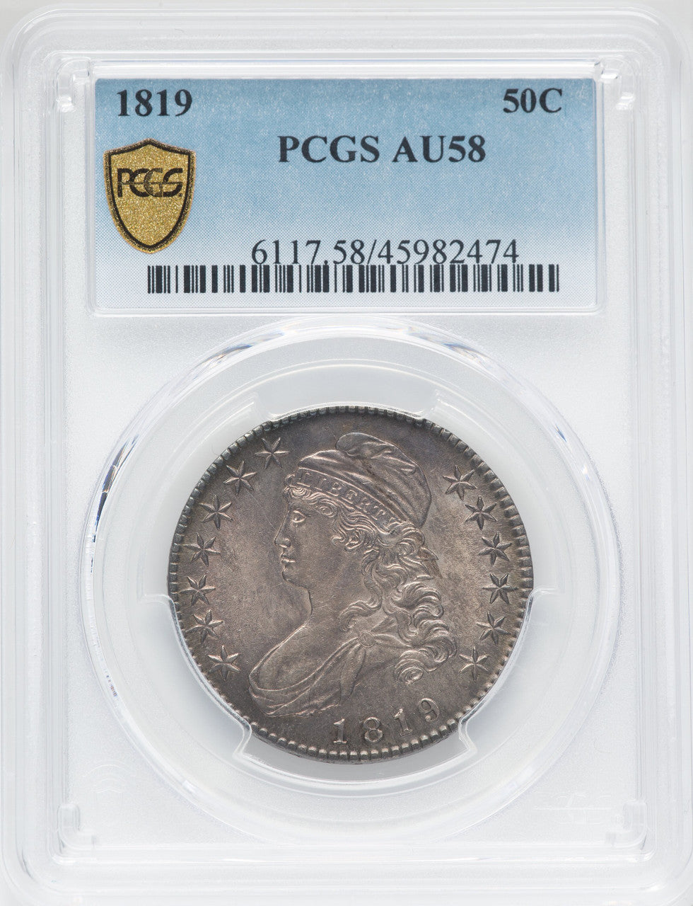 1819 50C Bust Half Dollar PCGS AU58