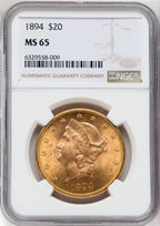 1894 $20 Liberty Double Eagle NGC MS65
