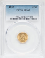 1855 G$1 Type Two Gold Dollar PCGS MS62