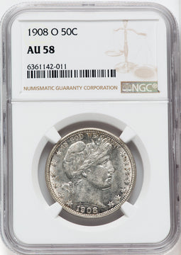 1908-O 50C Barber Half Dollar NGC AU58