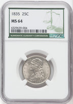 1835 25C Bust Quarter NGC MS64