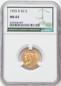 1925-D $2.50 Indian Quarter Eagle NGC MS65