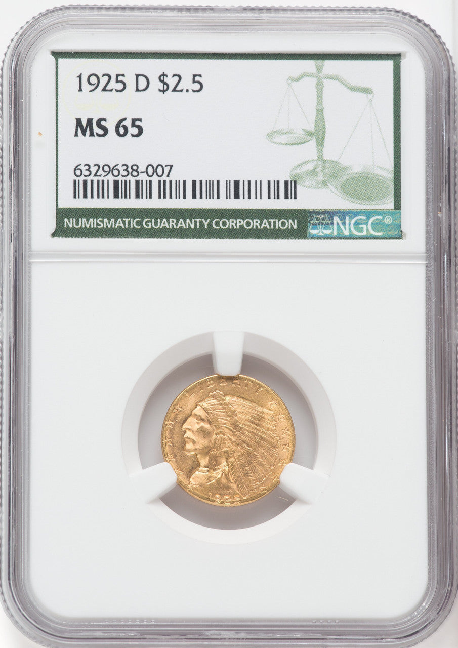 1925-D $2.50 Indian Quarter Eagle NGC MS65