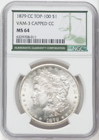 1879-CC $1 VAM 3 Capped Die Green Label Morgan Dollar NGC MS64