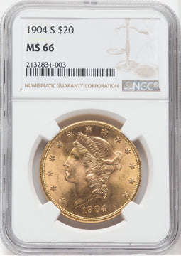 1904-S $20 Liberty Double Eagle NGC MS66