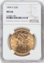 1904-S $20 Liberty Double Eagle NGC MS66