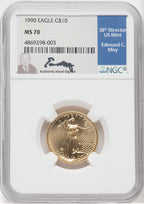1990 $10 Quarter-Ounce Gold Eagle NGC MS70