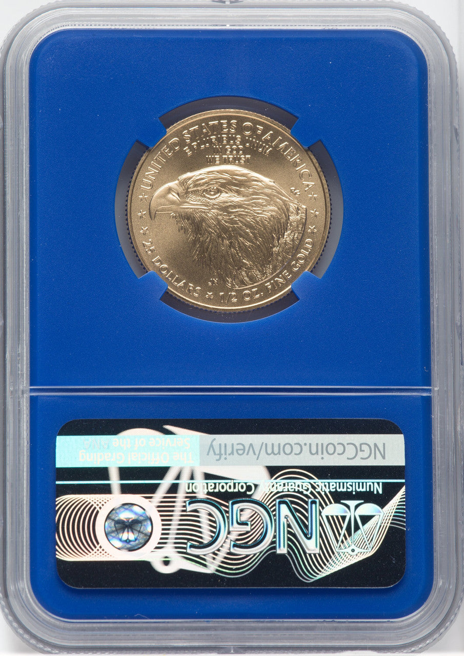 2021 $25 Half-Ounce Gold Eagle Type Two First Day of Issue NGC MS70