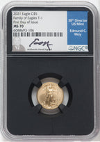 2021 $5 Gold Eagle Type One First Day of Issue NGC MS70 Moy Signed