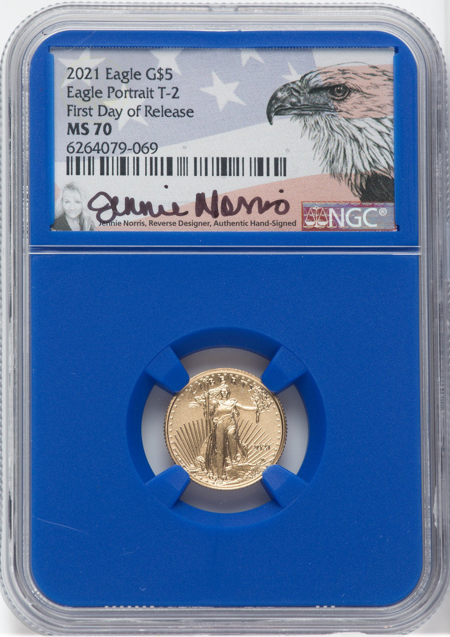 2021 $5 Tenth Ounce Gold Eagle Type Two FDI NGC MS70