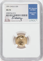 1991 $5 Tenth-Ounce Gold Eagle NGC MS70