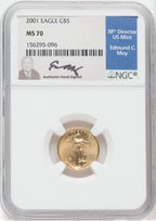 2001 $5 Tenth-Ounce Gold Eagle NGC MS70