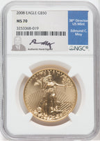 2008 $50 One-Ounce Gold Eagle NGC MS70