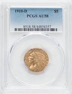 1910-D $5 Indian Half Eagle PCGS AU58