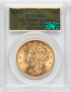 1857-S $20 Spike Shld CAC Liberty Double Eagle PCGS MS64
