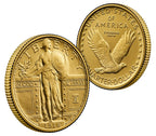 1916 Standing Liberty Quarter Gold Coin and Silver Medal Set AD CAC SP70/MS70 Founders