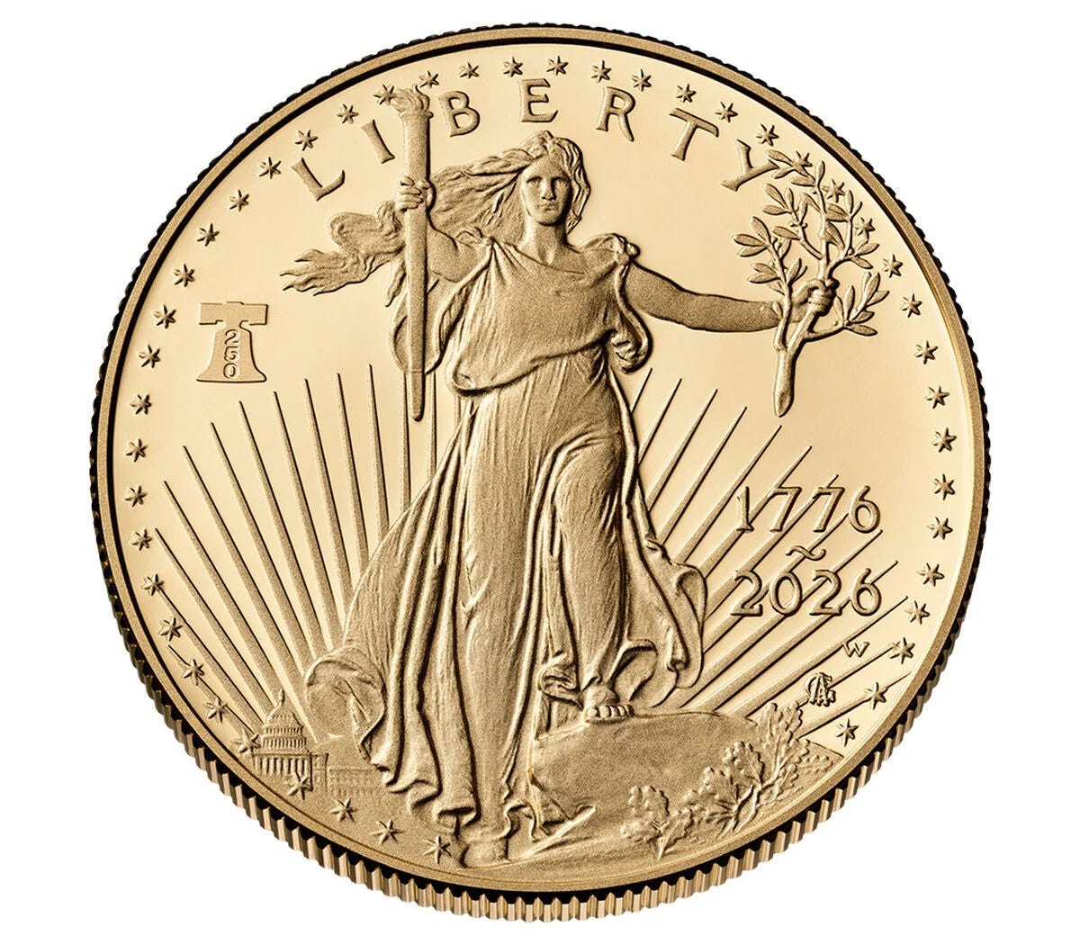 2026-W Proof Gold Eagle 250 Liberty Bell 4-Coin Set AD CAC PR70 (1776-2026) Founders