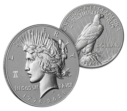 2026-P Morgan and Peace Dollar Reverse Proof 2-Coin Set CAC PR70 AD Battlefield 250 Label