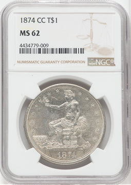 1874-CC T$1 Trade Dollar NGC MS62