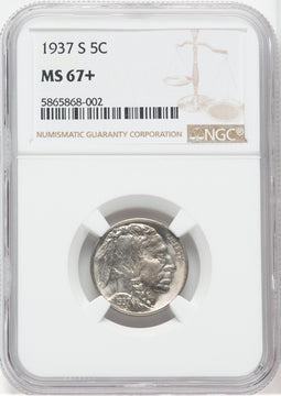 1937-S 5C NGC Plus Buffalo Nickel NGC MS67+