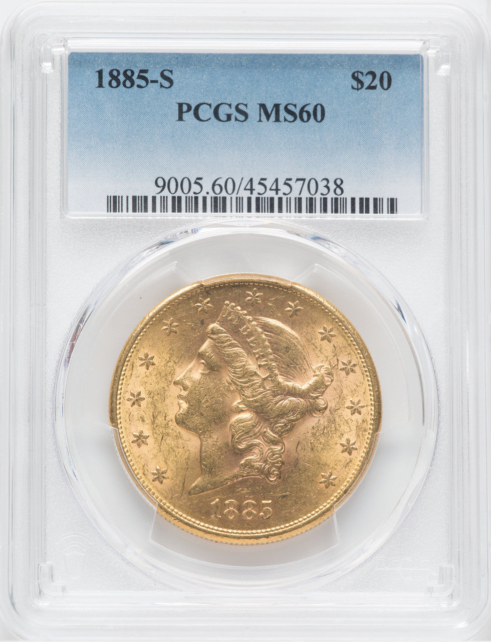1885-S $20 Liberty Double Eagle PCGS MS60