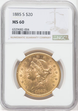 1885-S $20 Liberty Double Eagle NGC MS60