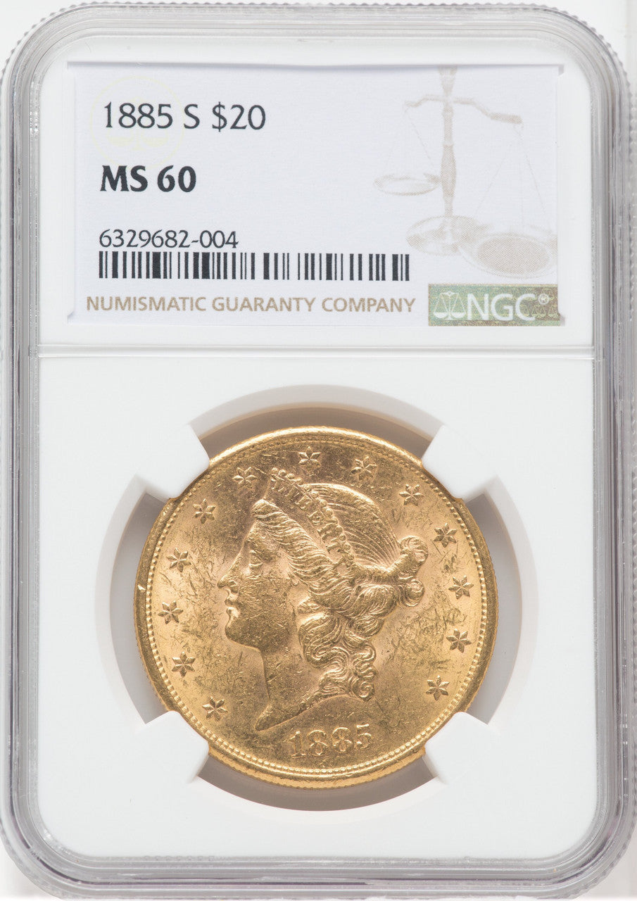 1885-S $20 Liberty Double Eagle NGC MS60