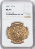 1883-S $20 Liberty Double Eagle NGC MS60